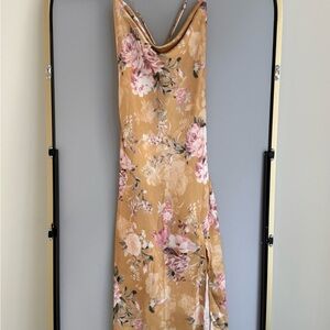 Astr Strapless Floral Dress in Yellow